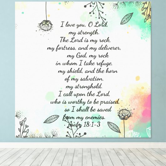 Psalm 18 canvasafdruk canvas afdruk (Insitu (Houten vloer))
