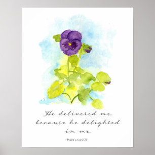 Psalm 18 Schrift Hij Redde Mij Paarse Viooltje Poster