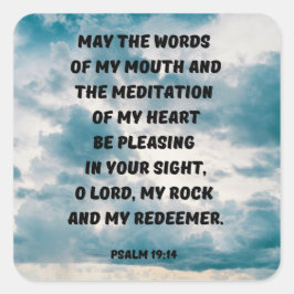 Psalm 19:14 Bijbel gebeten op wolken Vierkante Sticker