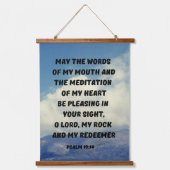 Psalm 19:14 Christelijke Bijbelverse gebeuzel Hangend Wandkleed (Voorkant)