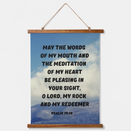 Psalm 19:14 Christelijke Bijbelverse gebeuzel Hangend Wandkleed (Voorkant)