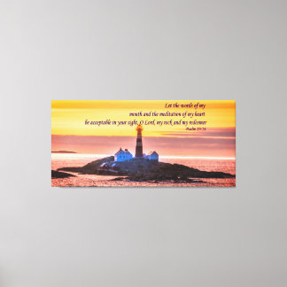 Psalm 19:14 Laat de woorden van mijn mond en de... Canvas Afdruk
