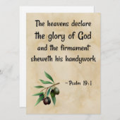 psalm 19 : 1 afgedrukt op een replica van een bijb feestdagenkaart (Voorkant / Achterkant)
