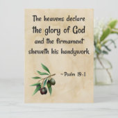 psalm 19 : 1 afgedrukt op een replica van een bijb feestdagenkaart (Staand voorkant)