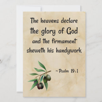 psalm 19 : 1 afgedrukt op een replica van een bijb feestdagenkaart