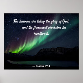 Psalm 19:1 Aurora Borealis en sterren Poster