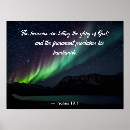 Psalm 19:1 Aurora Borealis en sterren Poster (Voorkant)
