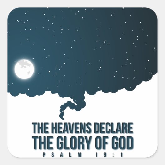 Psalm 19:1 Heavens verklaren Gods glorie Vierkante Sticker (Voorkant)