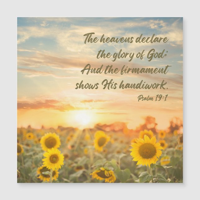 Psalm 19:1 NKJV Sunflower and Sunrise Bible Verse (Voorkant)