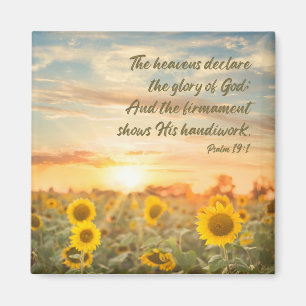 Psalm 19:1 NKJV Zonnebloem en zonsopgang Bijbelver Magneet