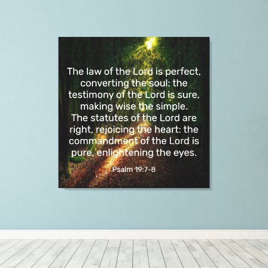 Psalm 19:7-8 Canvas afdrukken (Insitu (Houten vloer))