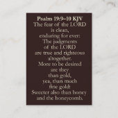 Psalm 19:9-10 KJV Kaarten - Zoeter dan Honing Visitekaartje (Achterkant)