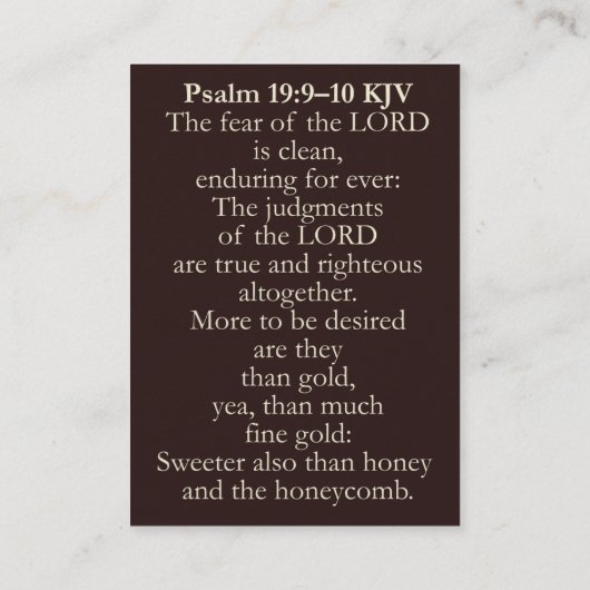Psalm 19:9-10 KJV Kaarten - Zoeter dan Honing Visitekaartje (Achterkant)