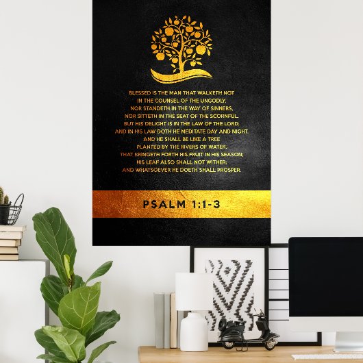 Psalm 1:1-3 Bijbelversie Poster (Thuiskantoor)