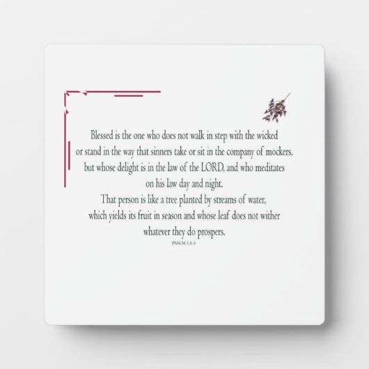 Psalm 1:1-3, Blessed is degene die: Fotoplaat (Voorkant)