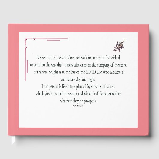 Psalm 1:1-3, Blessed is degene die: Gastenboek (Voorkant)