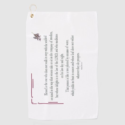 Psalm 1:1-3, Blessed is degene die: Golfhanddoek (Voorkant)