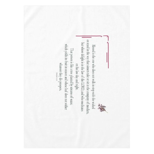 Psalm 1:1-3, Blessed is degene die: Tafelkleed (Voorkant)