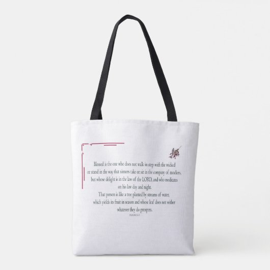 Psalm 1:1-3, Blessed is degene die: Tote Bag (Achterkant)