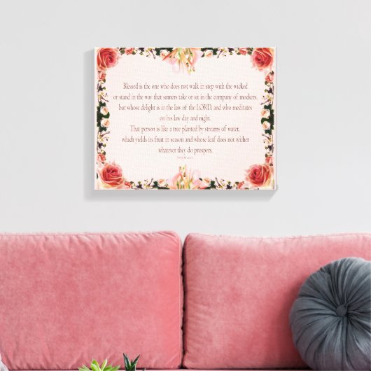 PSALM 1:1-3 Botanic Design, Canvas Afdruk (Insitu (Woonkamer))