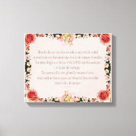 PSALM 1:1-3 Botanic Design, Canvas Afdruk