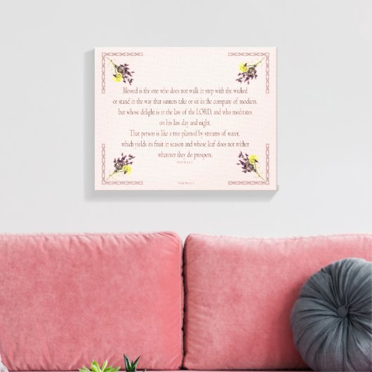 PSALM 1:1-3 Botanic Design, Canvas Afdruk (Insitu (Woonkamer))
