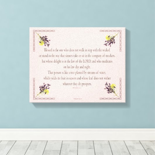 PSALM 1:1-3 Botanic Design, Canvas Afdruk (Insitu (Houten vloer))