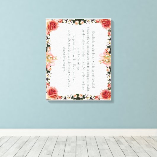 PSALM 1:1-3 Botanic Design, Canvas Afdruk (Insitu (Houten vloer))