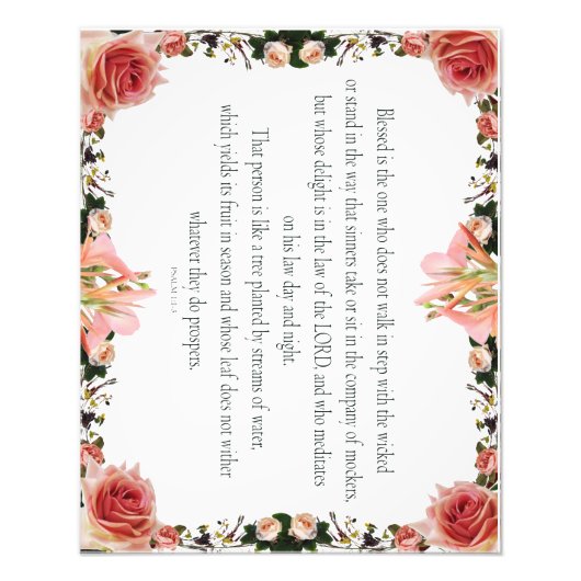 PSALM 1:1-3 Botanisch ontwerp, Foto Afdruk (Voorkant)