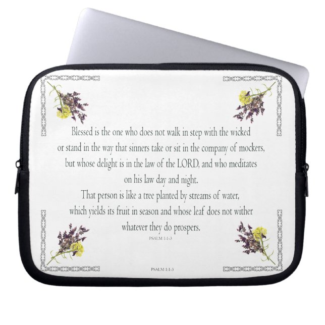 PSALM 1:1-3 Botanisch ontwerp, Laptop Sleeve (Voorkant)