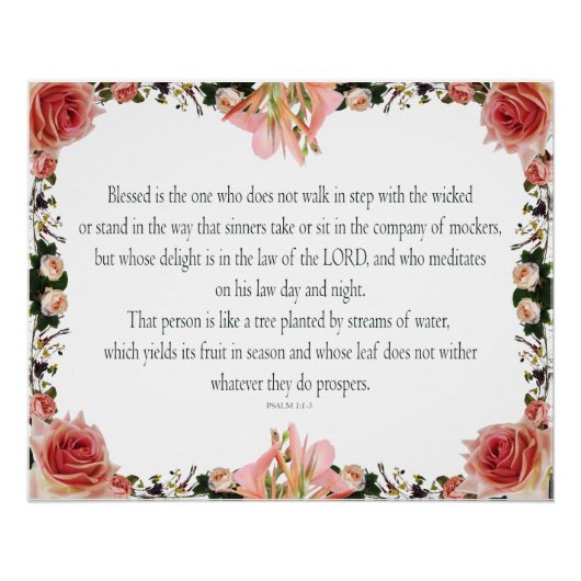 PSALM 1:1-3 Botanisch ontwerp, Perfect Poster (Voorkant)