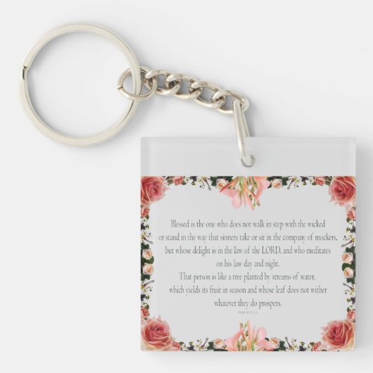 PSALM 1:1-3 Botanisch ontwerp, Sleutelhanger (voorkant)