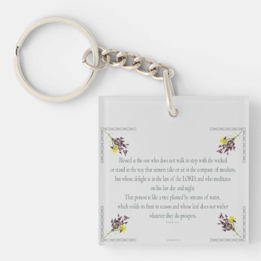PSALM 1:1-3 Botanisch ontwerp, Sleutelhanger (voorkant)