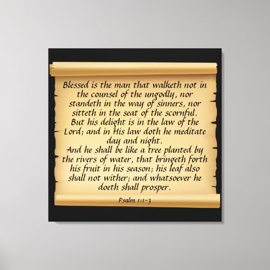Psalm 1:1-3 Canvas afdrukken (Voorkant)
