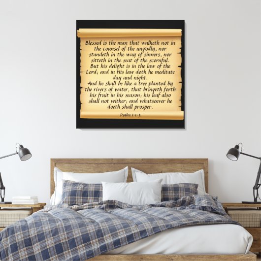 Psalm 1:1-3 Canvas afdrukken (Insitu (Slaapkamer))