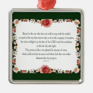Psalm 1:1-3, geblesseerd is het metalen ornament