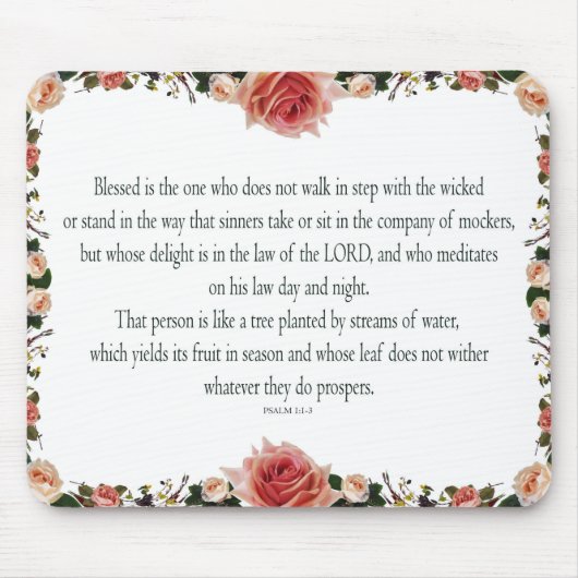 Psalm 1:1-3, geblesseerd is het muismat (Voorkant)