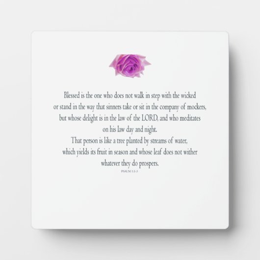 PSALM 1:1-3 met Paarse Bloem Fotoplaat (Voorkant)