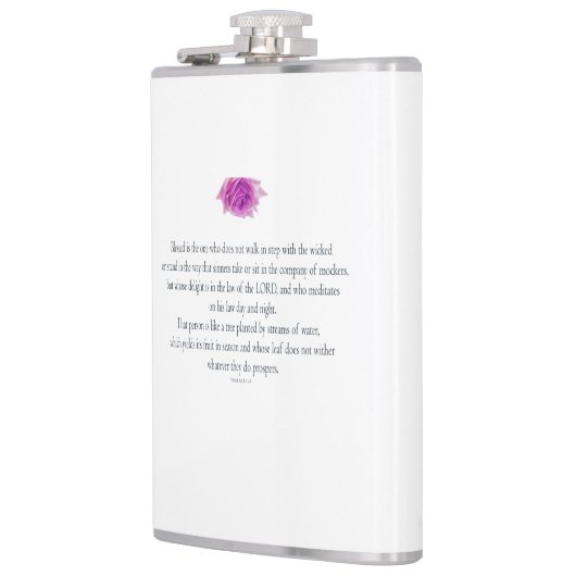 PSALM 1:1-3 met Paarse ventilator Heupfles (Links)