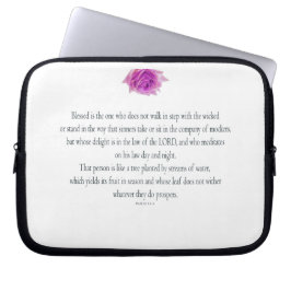 PSALM 1:1-3 met Paarse ventilator Laptop Sleeve