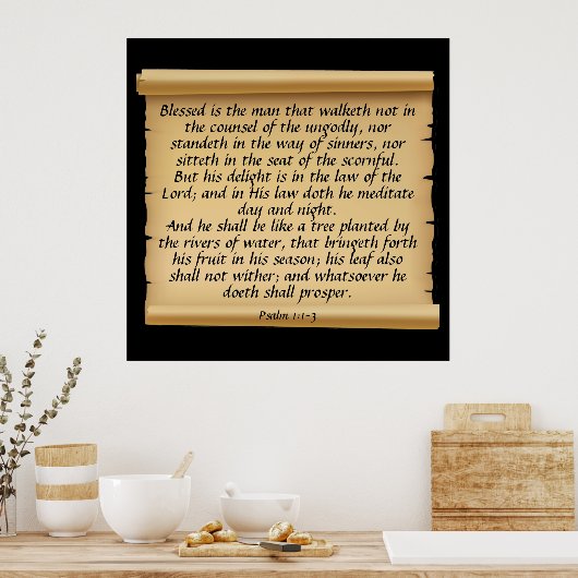 Psalm 1:1-3 poster (Keuken)