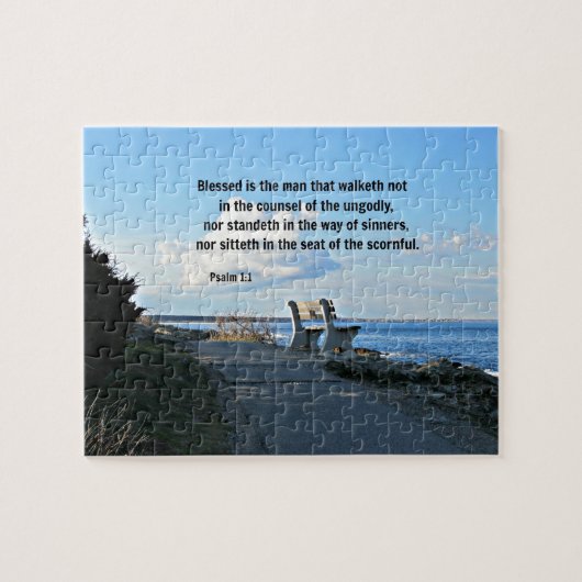 Psalm 1:1 Gezegeld is het man dat walketh niet... Legpuzzel (Horizontaal)