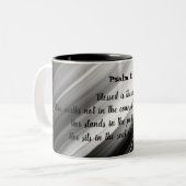 Psalm 1:1 tweekleurige koffiemok (Voorkant links)