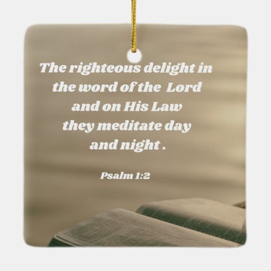Psalm 1:2 Verse bijbel Keramisch Ornament (Achterkant)