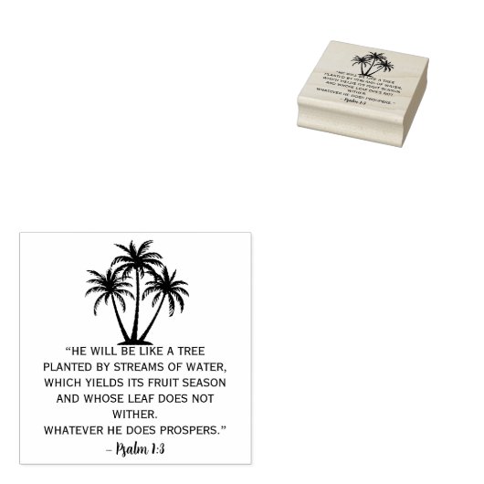 Psalm 1:3 Palm Tree Rubberstempel (Gestempeld)