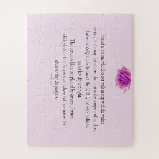 Psalm 1, Bless the One not, Pink Flower Legpuzzel (Verticaal)