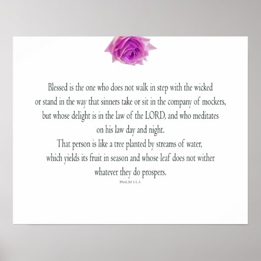 Psalm 1, Bless the One not, Pink Flower Poster (Voorkant)
