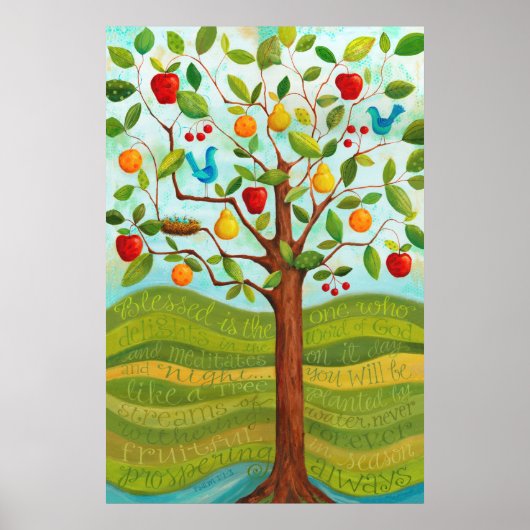 Psalm 1 - Boom beplant door rivieren van waterafdr Poster (Voorkant)