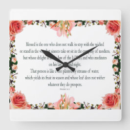 Psalm 1, dag en nacht van de wet, oogst zijn fruit vierkante klok