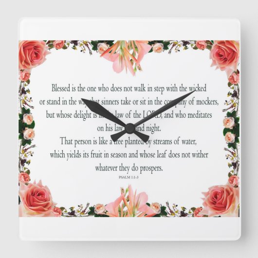 Psalm 1, dag en nacht van de wet, oogst zijn fruit vierkante klok (Voorkant)